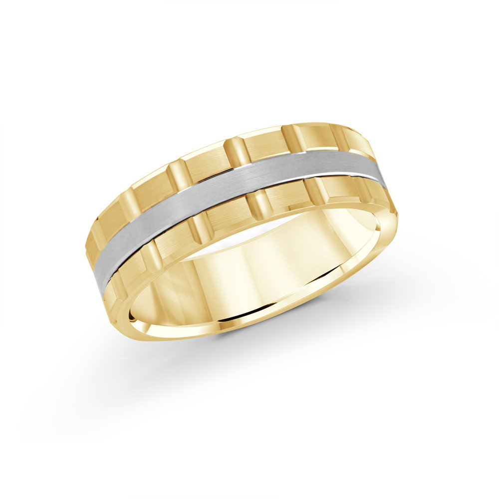 Yellow/White Gold Men's Ring Size 7mm (MRD-045-7YW)