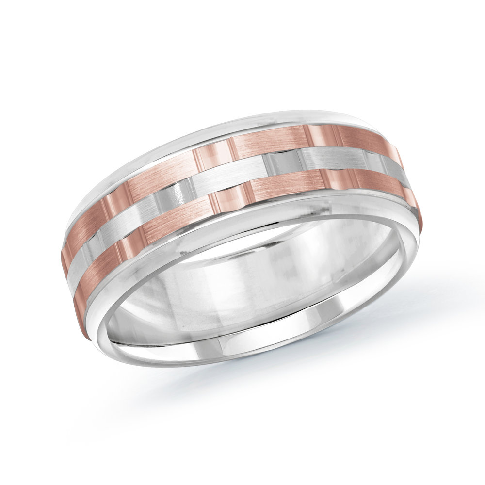 White/Pink Gold Men's Ring Size 8mm (MRD-083-8WP)